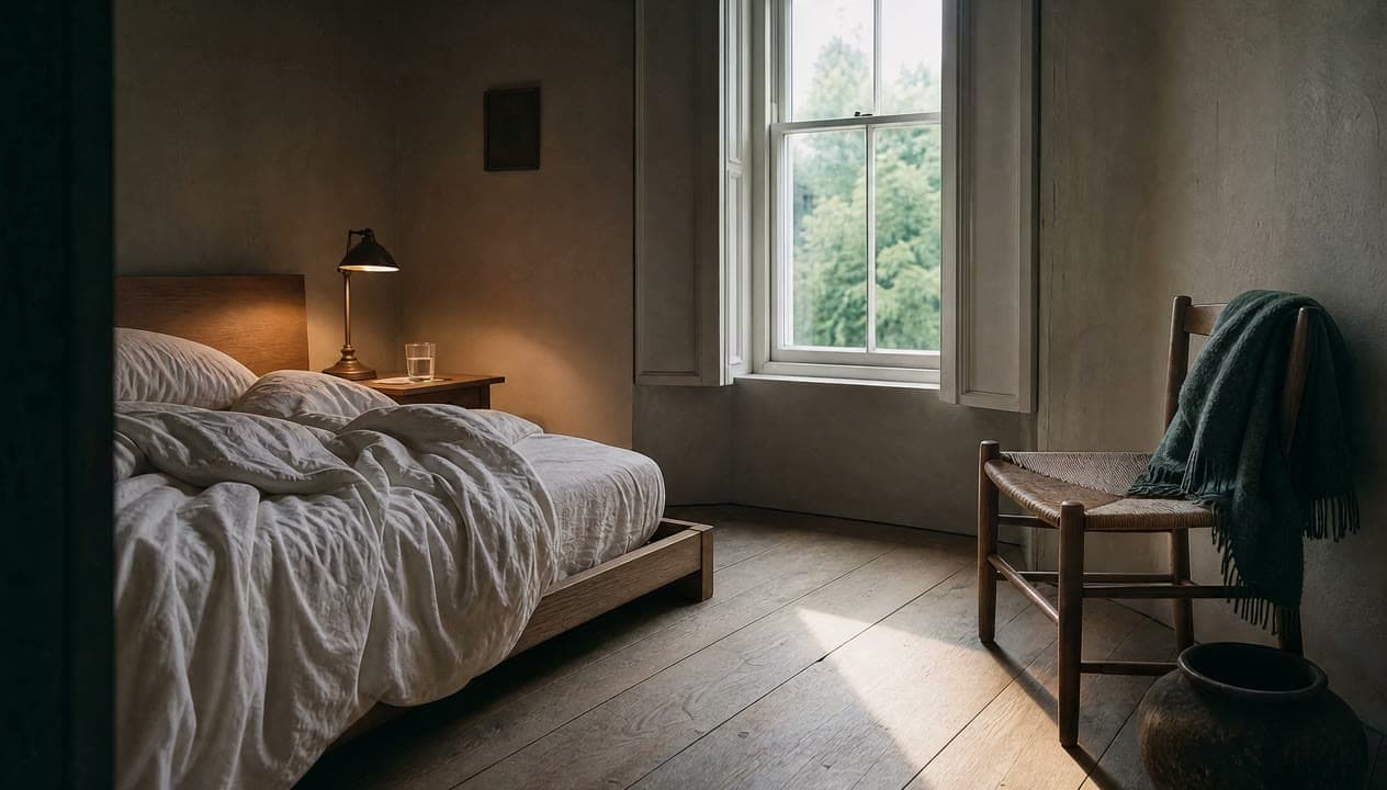 The same guest room as the first frame of the film